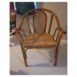 Bamboo and Rattan Armchair with Woven Cane Inset and a Woven Rush Seat