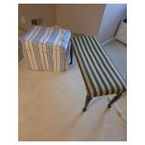 Wooden Bench - 36'x15'x18' and Cushioned Vanity Seat 22'x16'x20'