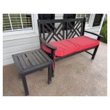 Wooden Patio Bench and Side Table