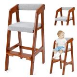 Wooden High Chair for Toddlers, Adjustab