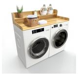 Wooden Laundry Countertop with 2 Tier Sh