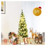 HAPPYGRILL 5FT Pencil Christmas Tree Sli