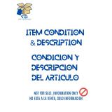 ITEM CONDITION & DESCRIPTIONS CONDICION