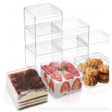 16 Pack 15OZ Square Clear Plastic Desser