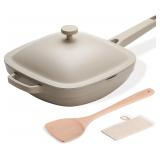 10.5 Inch(3.8QT) Ceramic Pan with Lid,No