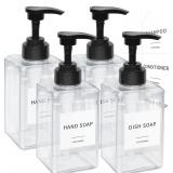4pk Clear Soap Dispenser with Waterproof Lab