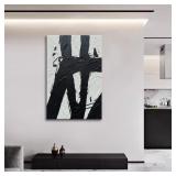 Hand Painted Black and White 24x36 Wall