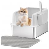 Stainless Steel Cat Litter Box with Lid,