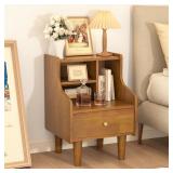 1 Solid Wood Nightstand, Walnut Bookshelf