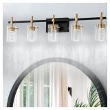 5-Light Black and Gold Vanity Light with