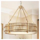 21.5' Boho Rattan Chandelier Light Fixtu