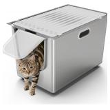 Stainless Steel Litter Box with Lid, Cat