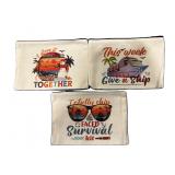 3pcs Canvas Cruise Ship Makeup Bag - 9.0
