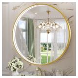 Keonjinn 36 Gold Round LED Mirror for Ba