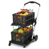 Collapsible Shopping Cart on Wheels, Fol