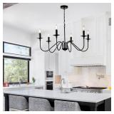 Black Farmhouse Chandeliers, 6 Light S-A