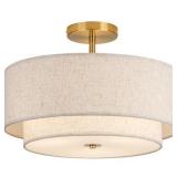 16' Double Drum Gold 3-Light Semi Flush