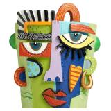 Mint Green Abstract Face Planter Pot/Pic