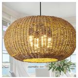 22.83in Large Rattan Chandelier Boho Wic