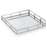 Square Mirror Tray with Mirror Base, Sil