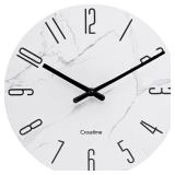 16 Inch Wall Clock White Marble Grain -