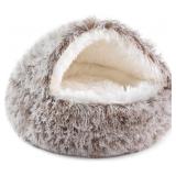 NOYAL Round Hooded Donut Dog Bed for Sma