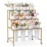 Flower Cart Display Stand, 3 Layers Meta