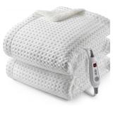 CAROMIO Heated Blanket Throw, Waffle Wea
