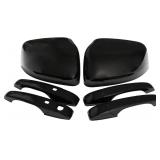 NewYall Set of 6 Black ABS Side Mirror Cover and F