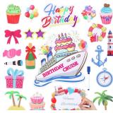 21Pcs Birthday Cruise Door Magnets Decorations Reu