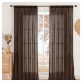 BGment Brown Linen Curtains 84 Inch Length 2 Panel