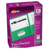 Two Pocket Folders, Green, Paper, 8-1/2' x 11'