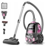 Canister Vacuum Cleaner, 40Kpa 1600W Cyclon Power,