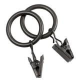 Kenney 5/8 In. To 3/4 In. Clip Curtain Ring, Black