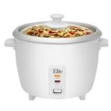 Elite Cuisine 6-Cup Rice Cooker with Glass Lid in