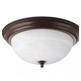 15.25 in. 3-Light Antique Bronze Flush Mount with