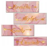 Lnond 4 Pieces Pink Gold Marble Bathroom Wall Deco