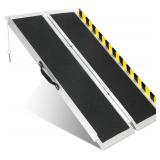 4FT Portable Wheelchair Ramp, Non-Slip Aluminum Fo