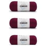 Caron Simply Soft Burgundy Yarn - 3 Pack of 170g/6