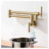 Pot Filler Faucet, Brushed Gold Commercial Wall Mo
