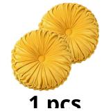 HIG Yellow Ruched Velvet Round Throw Pillows   14.