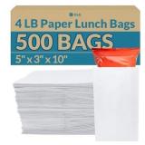 Reli. Paper Lunch Bags, (500 Pcs, Bulk) White 4 lb