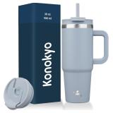 Konokyo 30 oz Tumbler with Handle and 2 Straws,2 i