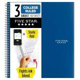 Five Star Spiral Notebook + Study App, 3 Subject,