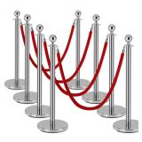 8 PCS Stainless Steel Stanchion Post,5Ft Red Velve