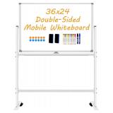 Double-Sided Dry Erase Board with Stand 36'x24', M