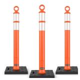 BATTIFE 3 Pack 42 Inch Orange Traffic Delineator P