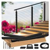 42' Black Stair Cable Railing System Include 3 Pos