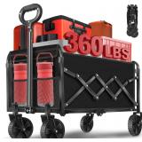 Wagons Carts Foldable, 360 Lbs with Adjustable Han