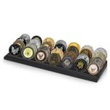 Americanflat 12x4 Challenge Coin Display with 4 Ro